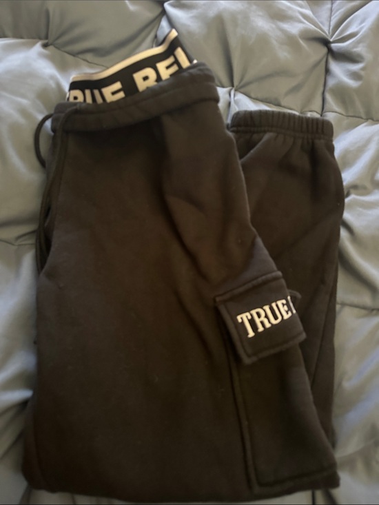 True Religion Other - True Religion Black Cargo Sweatpants with Logo Waistband